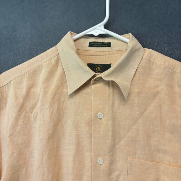 Club Room Men’s Linen Blend Shirt M Beige Tan Short Sleeve Button Up Beachy - Picture 6 of 7